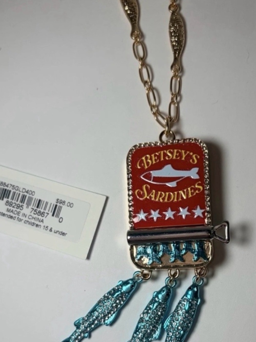 Betsey Johnson Sardine Tin Pendant Necklace - Picture 4 of 5